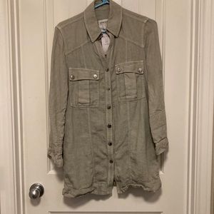 Linen Armani Top w/ Pockets